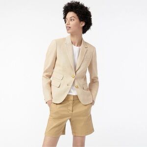 J. Crew Dalton Herringbone Linen Cotton Blazer in Tan Honey, Size 6